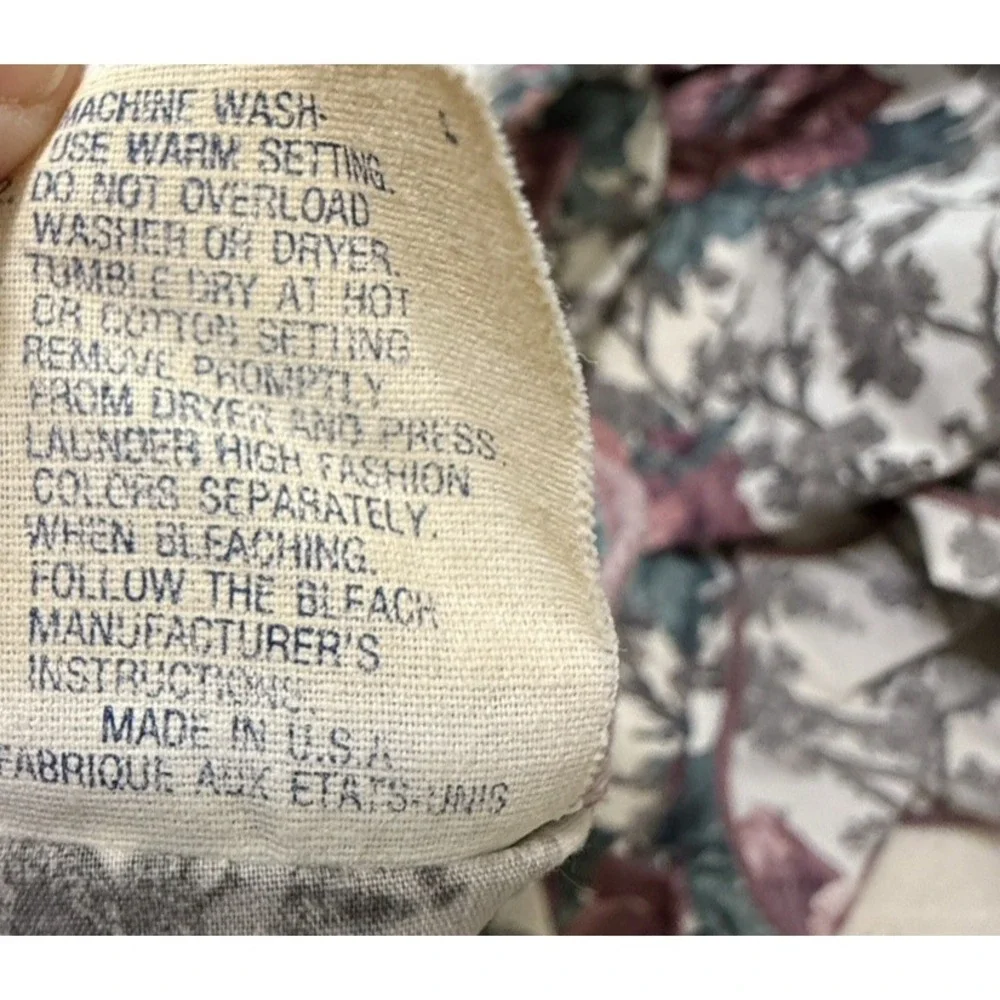 Vtg Floral King Flat Sheet Victorian Dark Romantic Percale Windsor 1989‎